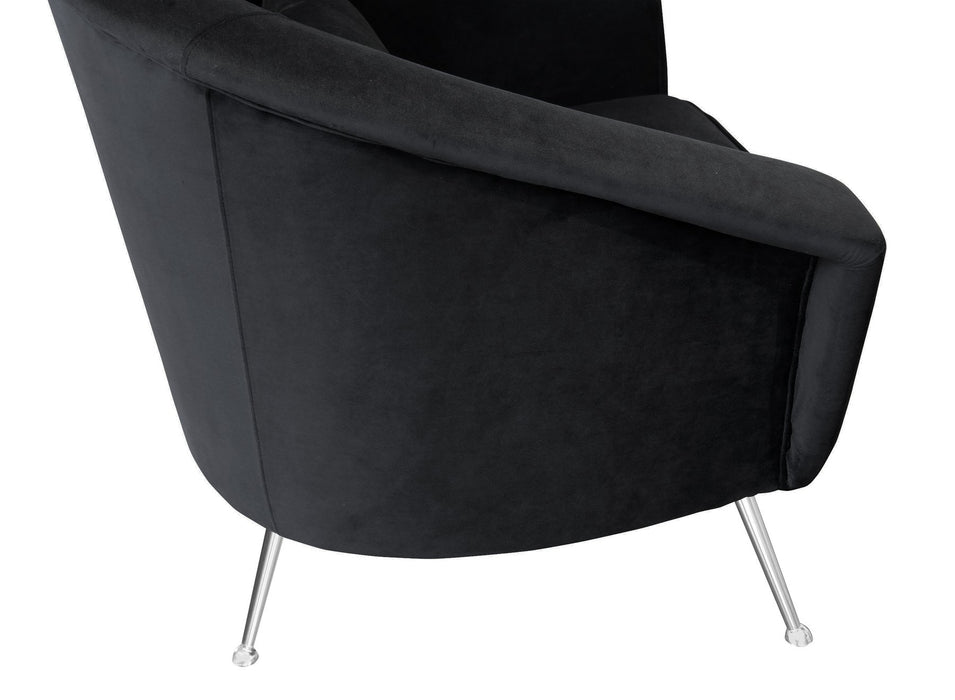 Tulare Contemporary Accent Chair in Brushed Stainless Steel Finish with Black Fabric