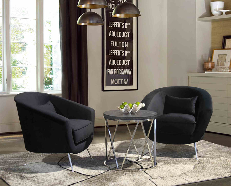 Tulare Contemporary Accent Chair in Brushed Stainless Steel Finish with Black Fabric - Furniture City (CA)l