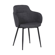 Tammy Contemporary Dining Chair in Black Powder Coated Finish and Charcoal Fabric - Furniture City (CA)l