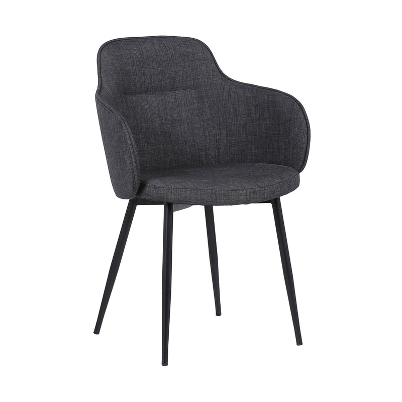 Tammy Contemporary Dining Chair in Black Powder Coated Finish and Charcoal Fabric - Furniture City (CA)l