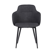 Tammy Contemporary Dining Chair in Black Powder Coated Finish and Charcoal Fabric - Furniture City (CA)l