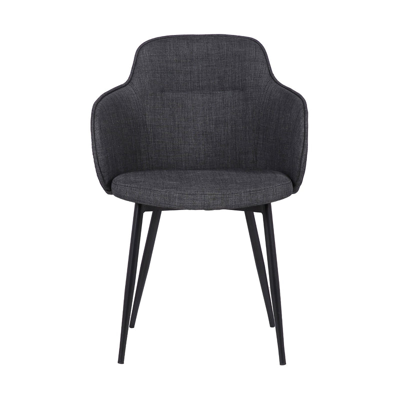 Tammy Contemporary Dining Chair in Black Powder Coated Finish and Charcoal Fabric - Furniture City (CA)l