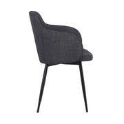 Tammy Contemporary Dining Chair in Black Powder Coated Finish and Charcoal Fabric - Furniture City (CA)l