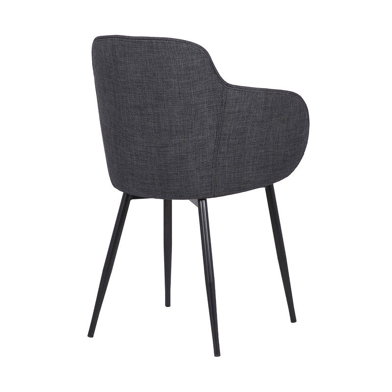 Tammy Contemporary Dining Chair in Black Powder Coated Finish and Charcoal Fabric - Furniture City (CA)l