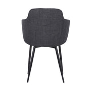 Tammy Contemporary Dining Chair in Black Powder Coated Finish and Charcoal Fabric - Furniture City (CA)l