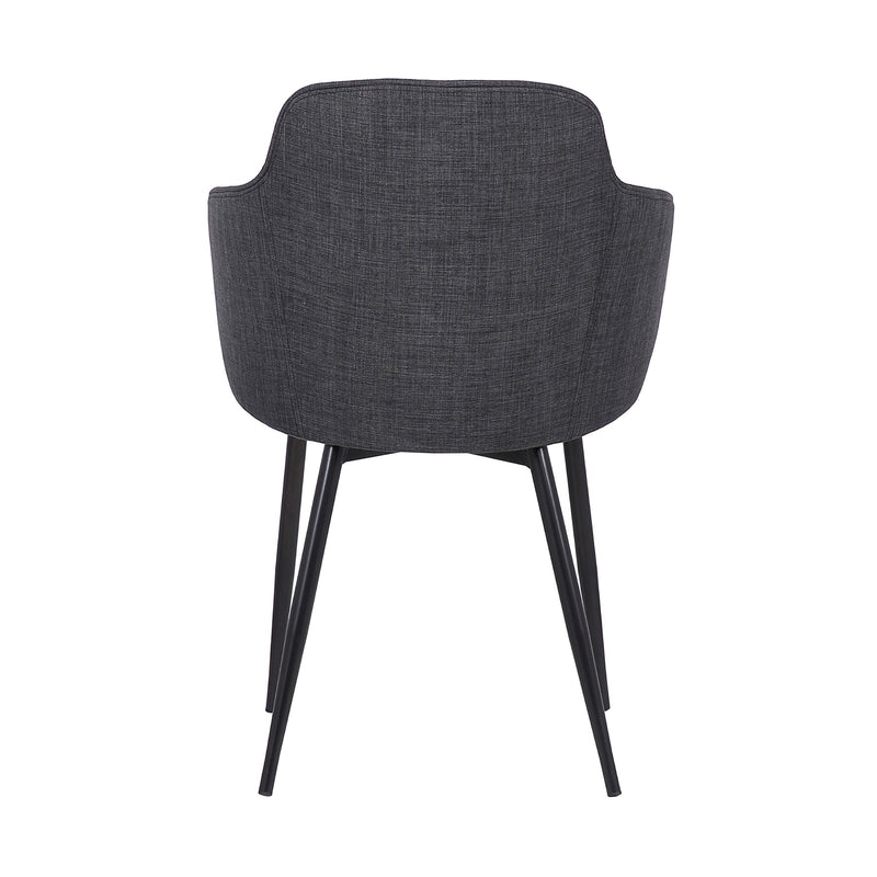 Tammy Contemporary Dining Chair in Black Powder Coated Finish and Charcoal Fabric - Furniture City (CA)l