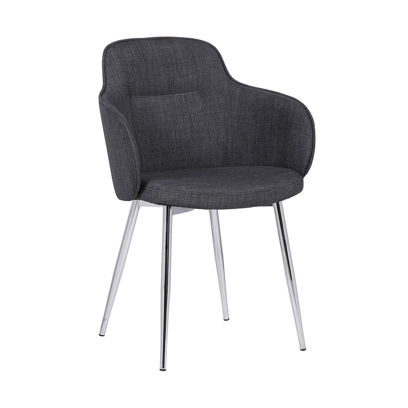 Tammy Contemporary Dining Chair in Chrome Brushed Finish and Charcoal Fabric - Furniture City (CA)l
