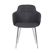 Tammy Contemporary Dining Chair in Chrome Brushed Finish and Charcoal Fabric - Furniture City (CA)l