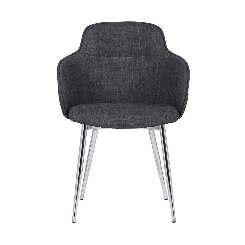 Tammy Contemporary Dining Chair in Chrome Brushed Finish and Charcoal Fabric - Furniture City (CA)l