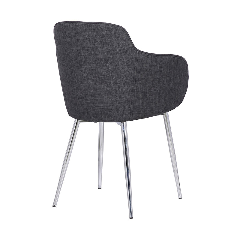 Tammy Contemporary Dining Chair in Chrome Brushed Finish and Charcoal Fabric - Furniture City (CA)l