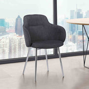Tammy Contemporary Dining Chair in Chrome Brushed Finish and Charcoal Fabric - Furniture City (CA)l