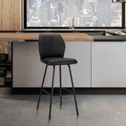 Tandy Black Faux Leather and Black Metal 30" Bar Stool - Furniture City (CA)l
