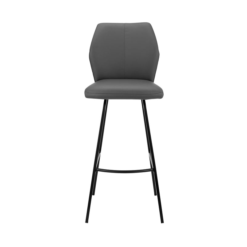 Tandy Gray Faux Leather and Black Metal 30" Bar Stool - Furniture City (CA)l