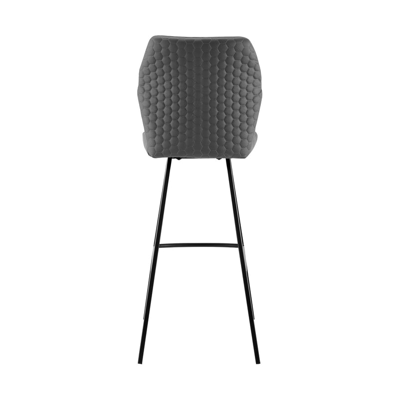 Tandy Gray Faux Leather and Black Metal 30" Bar Stool - Furniture City (CA)l