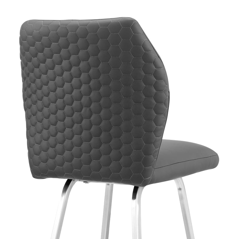Tandy Gray Faux Leather and Brushed Stainless Steel 30" Bar Stool - Furniture City (CA)l