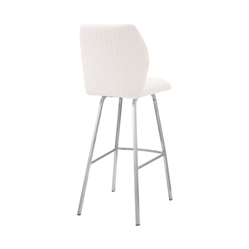Tandy White Faux Leather and Brushed Stainless Steel 26" Counter Stool - Furniture City (CA)l