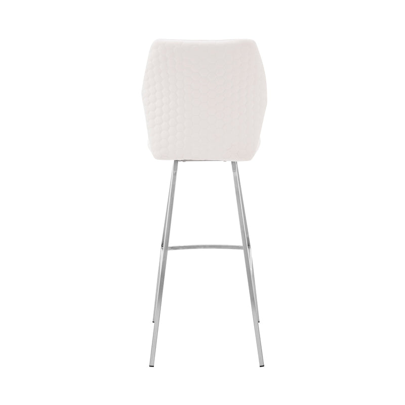 Tandy White Faux Leather and Brushed Stainless Steel 26" Counter Stool - Furniture City (CA)l