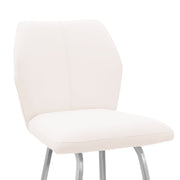 Tandy White Faux Leather and Brushed Stainless Steel 26" Counter Stool - Furniture City (CA)l