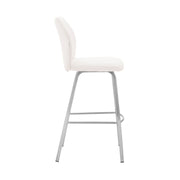 Tandy White Faux Leather and Brushed Stainless Steel 30" Bar Stool - Furniture City (CA)l