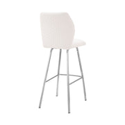 Tandy White Faux Leather and Brushed Stainless Steel 30" Bar Stool - Furniture City (CA)l