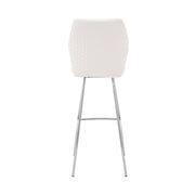 Tandy White Faux Leather and Brushed Stainless Steel 30" Bar Stool - Furniture City (CA)l