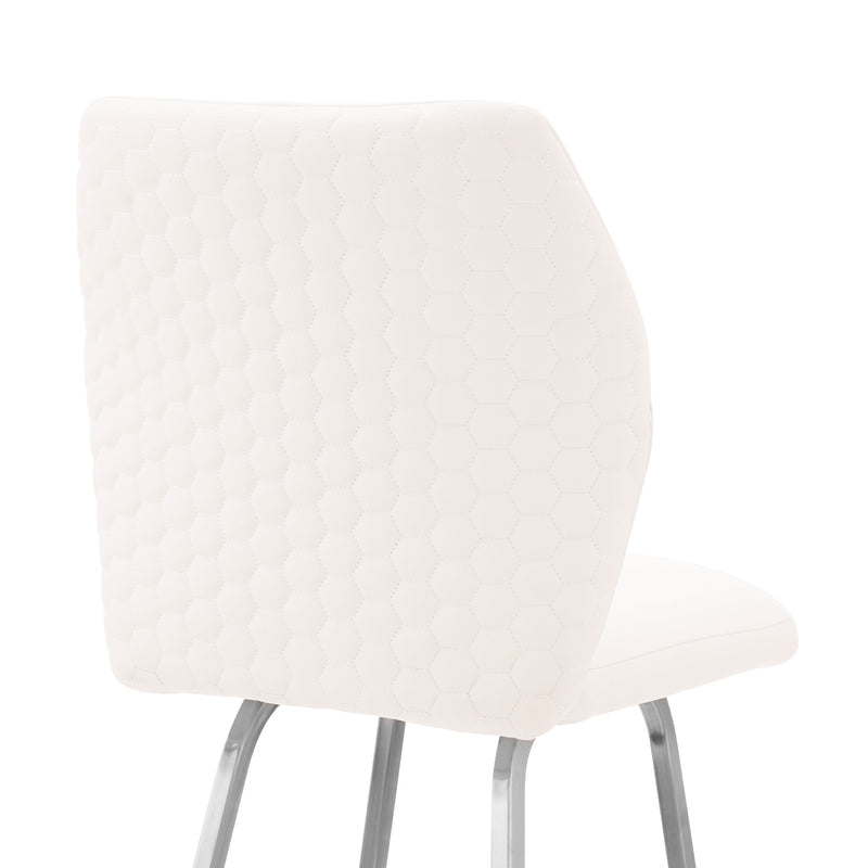 Tandy White Faux Leather and Brushed Stainless Steel 30" Bar Stool - Furniture City (CA)l