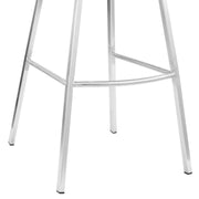 Tandy White Faux Leather and Brushed Stainless Steel 30" Bar Stool - Furniture City (CA)l