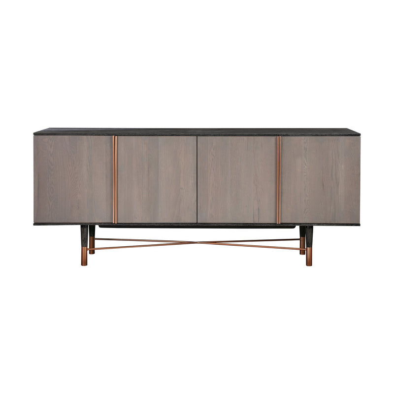 Turin Rustic Oak Wood Sideboard Cabinet with Copper Accent - Furniture City (CA)l