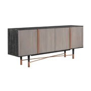 Turin Rustic Oak Wood Sideboard Cabinet with Copper Accent - Furniture City (CA)l