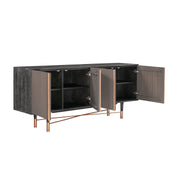 Turin Rustic Oak Wood Sideboard Cabinet with Copper Accent - Furniture City (CA)l
