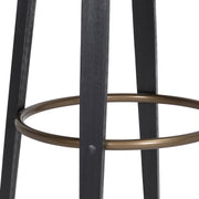 Topanga 26" Swivel Black Wood Counter Stool in Black Faux Leather with Golden Bronze Metal - Furniture City (CA)l