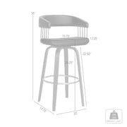 Topanga 26" Swivel Black Wood Counter Stool in Black Faux Leather with Golden Bronze Metal - Furniture City (CA)l