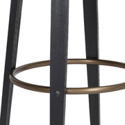 Topanga 30.5" Swivel Black Wood Bar Stool in Black Faux Leather with Golden Bronze Metal - Furniture City (CA)l