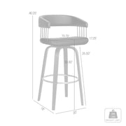 Topanga 30.5" Swivel Black Wood Bar Stool in Black Faux Leather with Golden Bronze Metal - Furniture City (CA)l