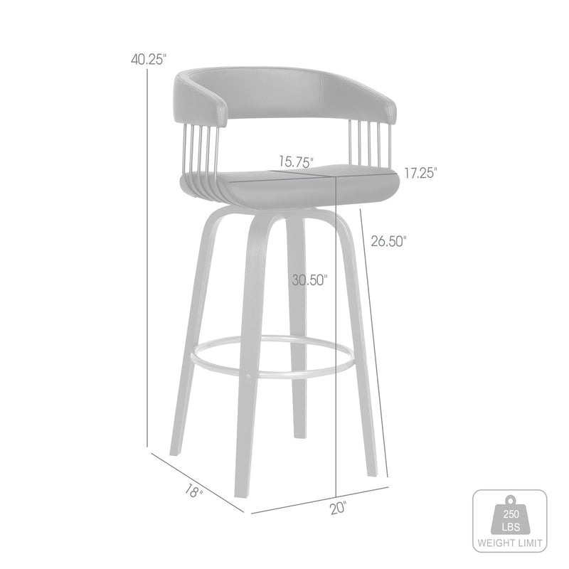 Topanga 30.5" Swivel Black Wood Bar Stool in Black Faux Leather with Golden Bronze Metal - Furniture City (CA)l