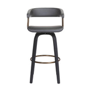 Topanga 26" Swivel Black Wood Counter Stool in Gray Faux Leather with Golden Bronze Metal - Furniture City (CA)l