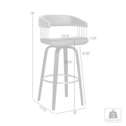 Topanga 26" Swivel Black Wood Counter Stool in Gray Faux Leather with Golden Bronze Metal - Furniture City (CA)l