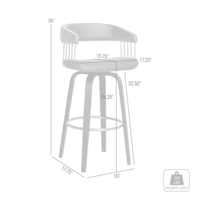 Topanga 26" Swivel Black Wood Counter Stool in Gray Faux Leather with Golden Bronze Metal - Furniture City (CA)l