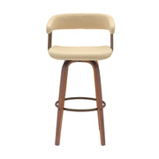 Topanga 26" Swivel Walnut Wood Counter Stool in Cream Faux Leather with Golden Bronze Metal - Furniture City (CA)l