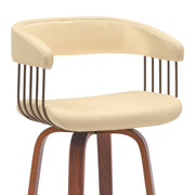 Topanga 26" Swivel Walnut Wood Counter Stool in Cream Faux Leather with Golden Bronze Metal - Furniture City (CA)l