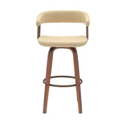Topanga 30.5" Swivel Walnut Wood Bar Stool in Cream Faux Leather with Golden Bronze Metal - Furniture City (CA)l
