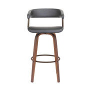 Topanga 26" Swivel Walnut Wood Counter Stool in Gray Faux Leather with Golden Bronze Metal - Furniture City (CA)l