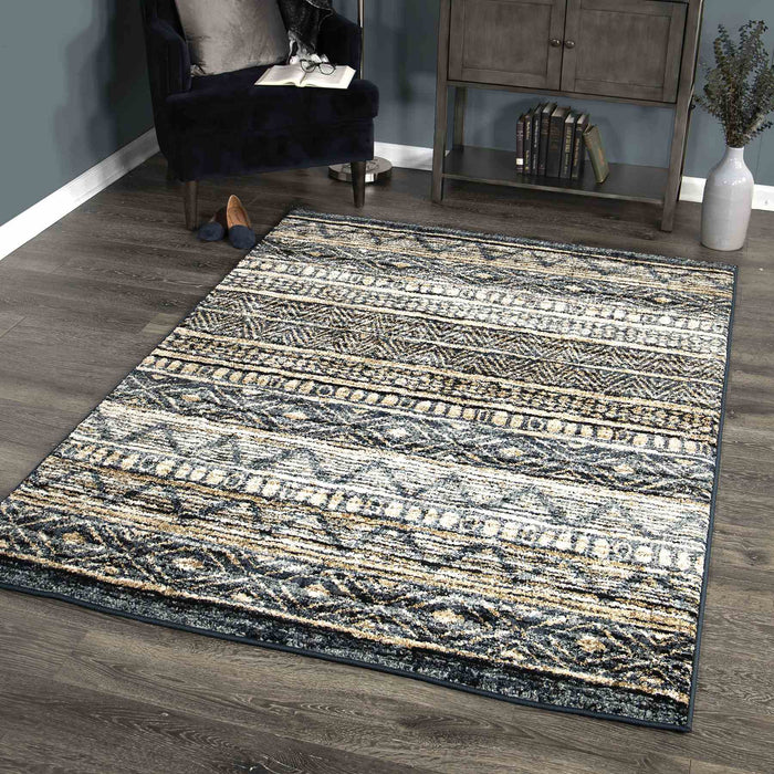 Togo Contemporary 5x8 Area Rug in Blue/Gold