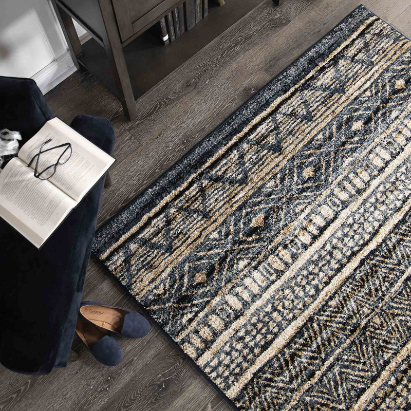 Togo Contemporary 5x8 Area Rug in Blue/Gold - Furniture City (CA)l
