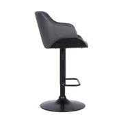 Toby Gray Faux Leather Adjustable Height Swivel Black Wood and Metal Bar Stool - Furniture City (CA)l