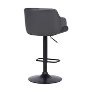 Toby Gray Faux Leather Adjustable Height Swivel Black Wood and Metal Bar Stool - Furniture City (CA)l