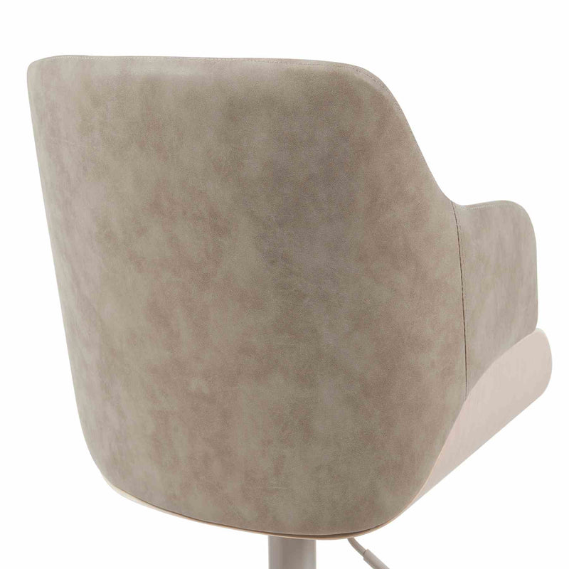 Toby Adjustable Swivel Barstool in Ivory Finish with Vintage Taupe Upholstered Seat and Pale Wood Accents - Furniture City (CA)l