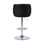 Toby Black Faux Leather Adjustable Height Swivel Walnut Wood and Chrome Bar Stool - Furniture City (CA)l