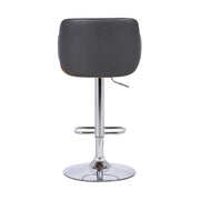 Toby Gray Faux Leather Adjustable Height Swivel Walnut Wood and Chrome Bar Stool - Furniture City (CA)l