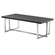 Topaz Contemporary Rectangular Coffee Table in Brushed Stainless Steel with Gray Wood Top - Furniture City (CA)l